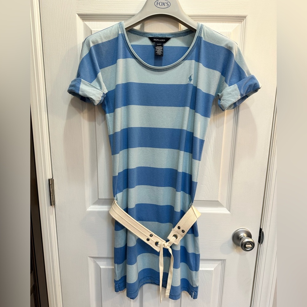 Girls Ralph Lauren Polo Tshirt dress with belt size XL 16